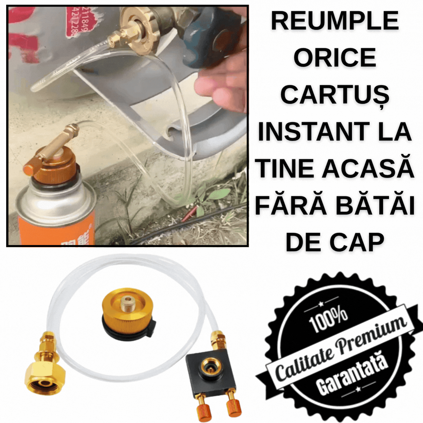 GasFlow™ - Adaptor Profesional pentru Butelie Gaz cu Furtun si Regulator