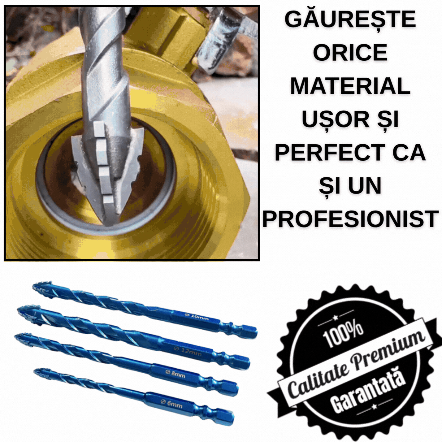 HexDrill™ - Set Burghie De Centrare Pentru Zidărie, cu Prindere Hexagonală