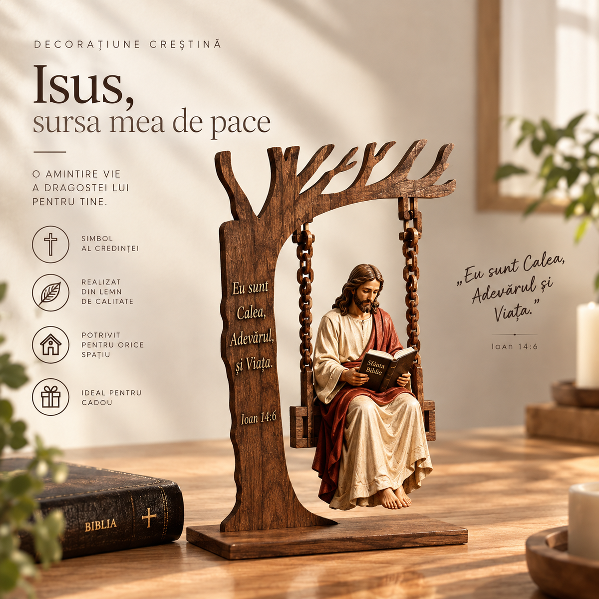 Statuetă Decorativă Iisus pe Leagăn™